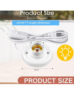 Base de lámpara colgante KODBPJ E26/E27 4.57m con interruptor 2