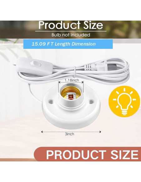 Base de lámpara colgante KODBPJ E26/E27 4.57m con interruptor