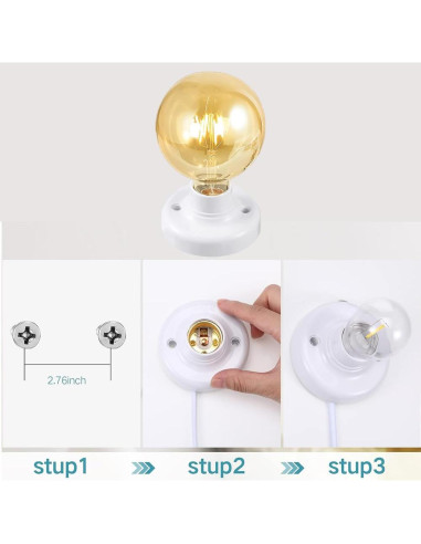 Base de lámpara colgante KODBPJ E26/E27 4.57m con interruptor