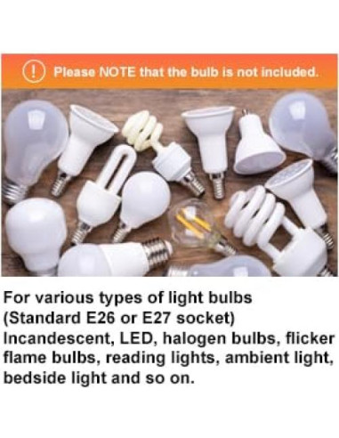 Portalámparas de Metal GYDQVPS E26/E27 con Cable 1.7m Negro