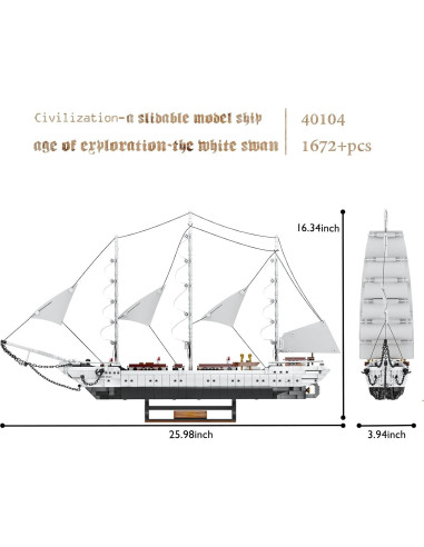 JMBricklayer Barco de Construcción 40104 - Velero Cisne 66cm