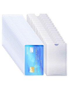 50 Fundas Antirrobo RFID y Plástico para Tarjetas de Crédito