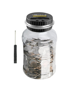 Contador de Monedas Digital QPEY 1.8L con Pantalla LCD Plata