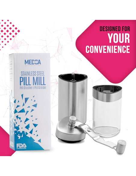 Triturador de Pastillas MEDca - Manual, Acero Inoxidable, Compacto
