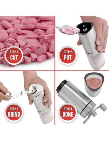 Triturador de Pastillas MEDca - Manual, Acero Inoxidable, Compacto