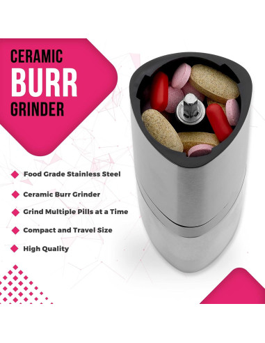 Triturador de Pastillas MEDca - Manual, Acero Inoxidable, Compacto