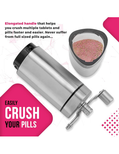 Triturador de Pastillas MEDca - Manual, Acero Inoxidable, Compacto