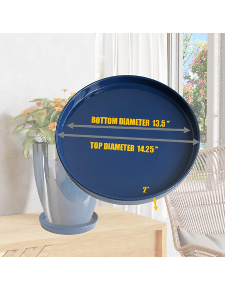 Plato de Cerámica Azul Yukfona 38 cm para Macetas