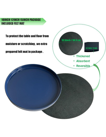 Plato de Cerámica Azul Yukfona 38 cm para Macetas