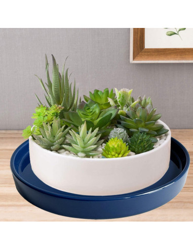 Plato de Cerámica Azul Yukfona 38 cm para Macetas