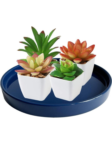 Plato de Cerámica Azul Yukfona 38 cm para Macetas