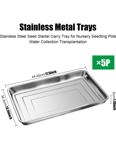 Paquete de 5 bandejas grandes de acero inoxidable RooTrimmer