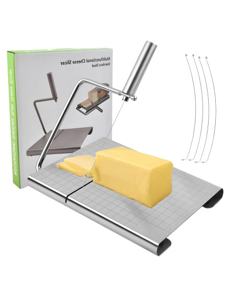 Cortador de Queso NIXNEHC Acero Inoxidable con 4 Cables Repuesto