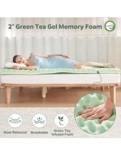 Colchón Twin Espuma Viscoelástica Lazyzizi 4" Enfriamiento Gel 2