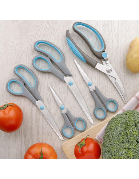 Juego de Tijeras de Cocina Asdirne, Acero Inoxidable, 5 Piezas