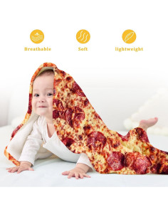 Manta de Franela Redonda Outivity 124 cm Diseño Pizza 2