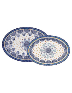 Set de 2 Bandejas Ovaladas Bico Azul Talavera 40.6 cm y 35.6 cm