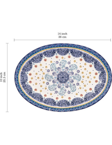 Set de 2 Bandejas Ovaladas Bico Azul Talavera 40.6 cm y 35.6 cm