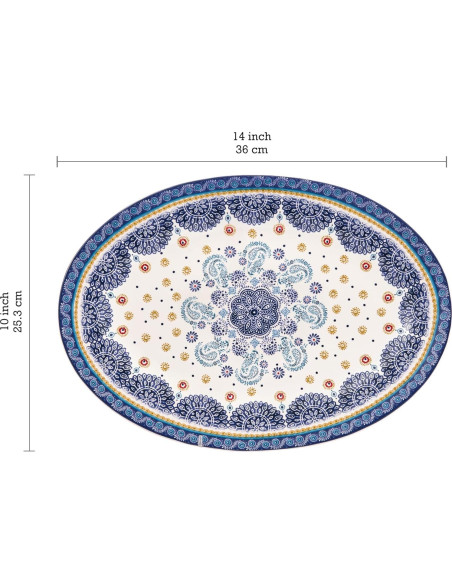 Set de 2 Bandejas Ovaladas Bico Azul Talavera 40.6 cm y 35.6 cm