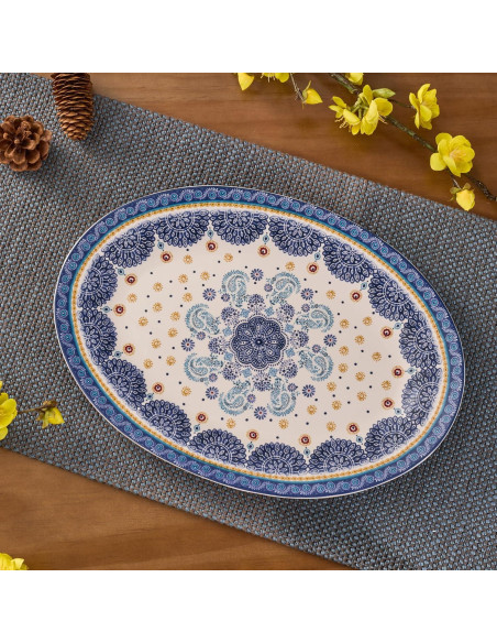 Set de 2 Bandejas Ovaladas Bico Azul Talavera 40.6 cm y 35.6 cm