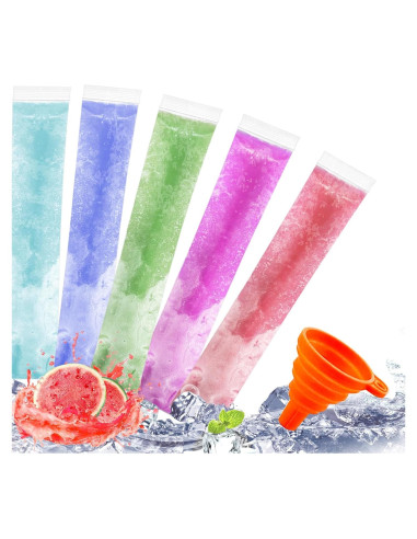 100 Bolsas de Helado Desechables FEBSNOW con Embudo 22x4.5cm