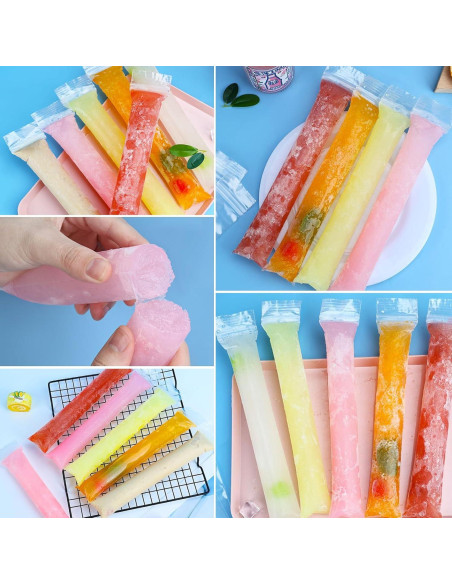 100 Bolsas de Helado Desechables FEBSNOW con Embudo 22x4.5cm