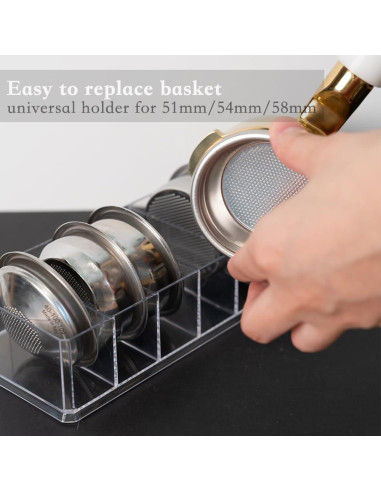 Organizador Acrílico para Cestas de Filtro de Cafetera Espresso 51/53/58mm