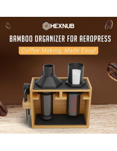 Organizador de Bambú HEXNUB para AeroPress con Alfombrillas Negras 2