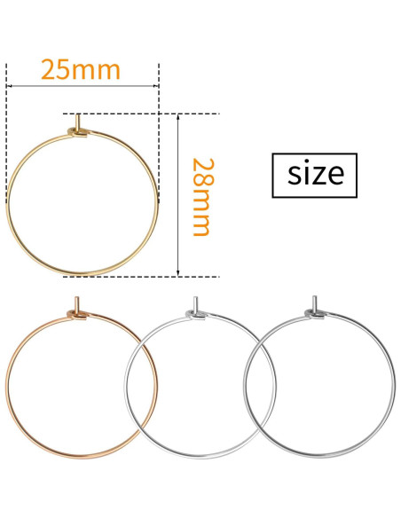 200 Anillos de Encanto 25mm Jdesun para Copas de Vino DIY