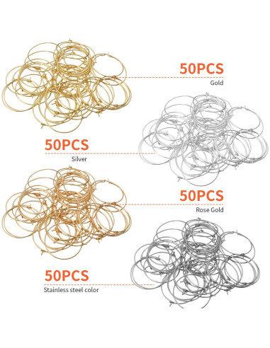 200 Anillos de Encanto 25mm Jdesun para Copas de Vino DIY