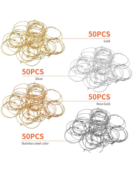 200 Anillos de Encanto 25mm Jdesun para Copas de Vino DIY
