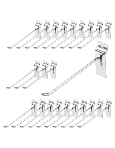 30 Ganchos Slatwall 15 cm Yauhar Acero Inoxidable Pesados