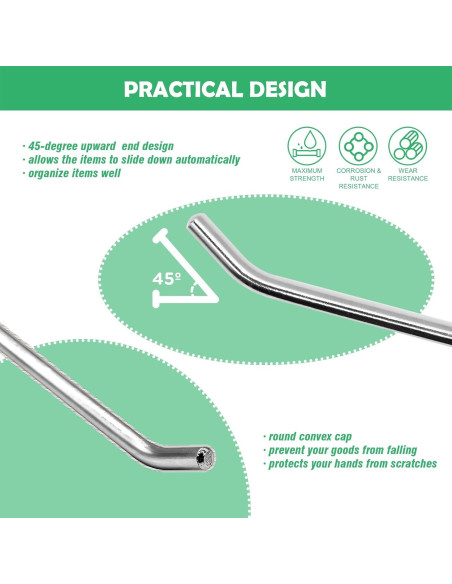 30 Ganchos Slatwall 15 cm Yauhar Acero Inoxidable Pesados