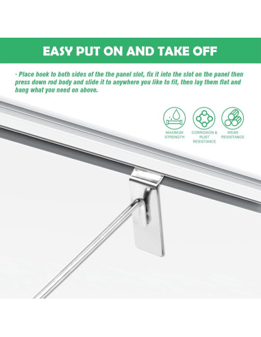 30 Ganchos Slatwall 15 cm Yauhar Acero Inoxidable Pesados