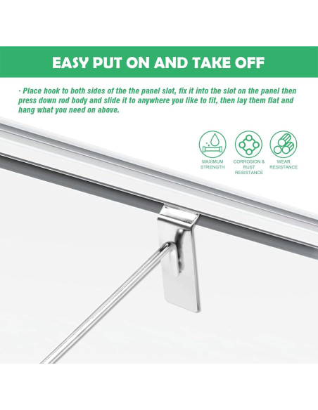 30 Ganchos Slatwall 15 cm Yauhar Acero Inoxidable Pesados