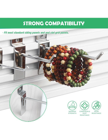 30 Ganchos Slatwall 15 cm Yauhar Acero Inoxidable Pesados