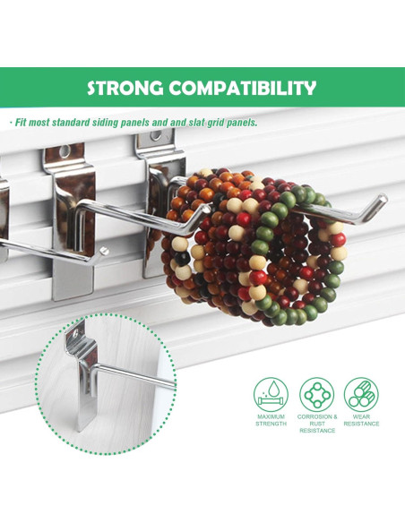 30 Ganchos Slatwall 15 cm Yauhar Acero Inoxidable Pesados