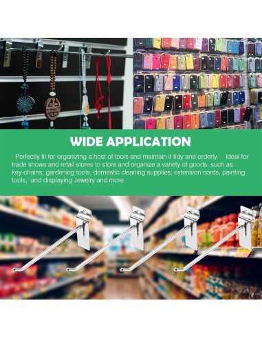 30 Ganchos Slatwall 15 cm Yauhar Acero Inoxidable Pesados