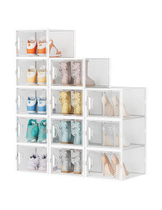 Organizador de Zapatos SIMPDIY 12 Piezas Apilables 34L Blanco