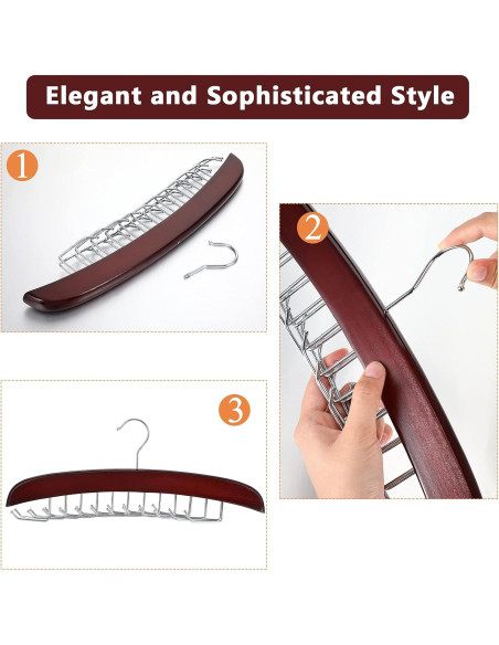 Perchero de Corbatas Jetec 2 Piezas 24 Ganchos Madera Café