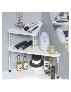 Organizador de mostrador de baño Weenson 2 niveles bambú blanco