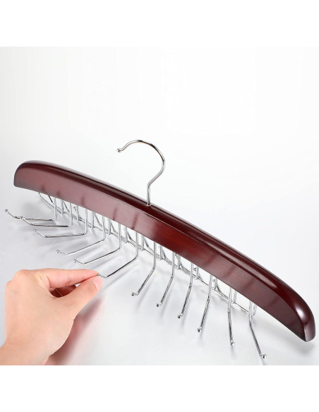 Perchero de Corbatas Jetec 2 Piezas 24 Ganchos Madera Café