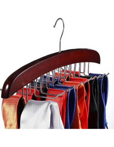 Perchero de Corbatas Jetec 2 Piezas 24 Ganchos Madera Café