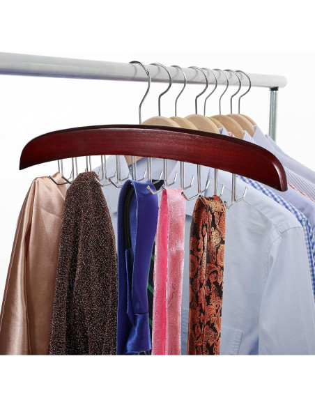 Perchero de Corbatas Jetec 2 Piezas 24 Ganchos Madera Café