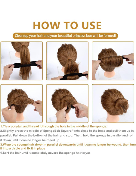 2 Esponjas Hacer Moño BEIQIYA - Accesorios Cabello Negro