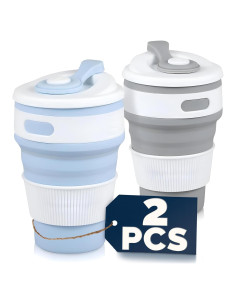 Paquete de 2 Tazas Plegables Tesorrio 350ml para Viaje
