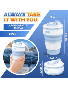 Paquete de 2 Tazas Plegables Tesorrio 350ml para Viaje 2