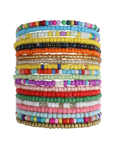 Conjunto 12 Pulseras de Tobillo Elásticas Boho Coloridas para Mujeres