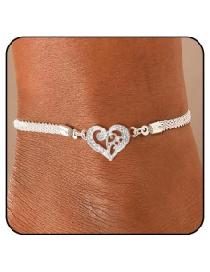 Pulsera de Tobillo Brillante de Plata para Mujeres - Ajustable