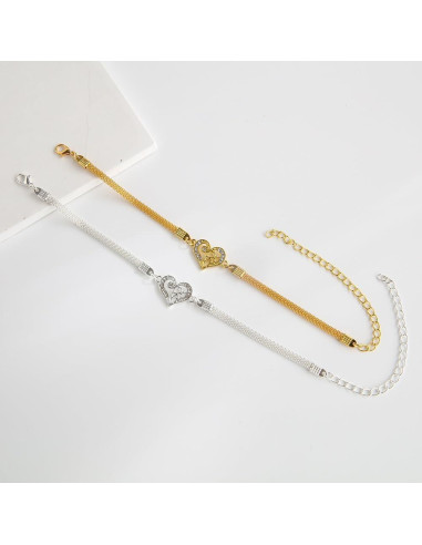 Pulsera de Tobillo Brillante de Plata para Mujeres - Ajustable